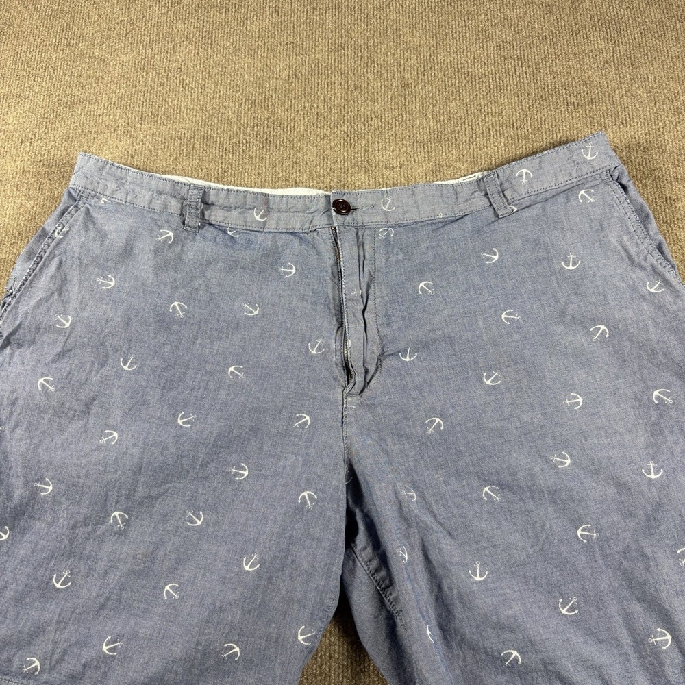 Dockers Mens  W42 Nautical Anchor Print Chino Shorts Blue White Zip Fly Stretch